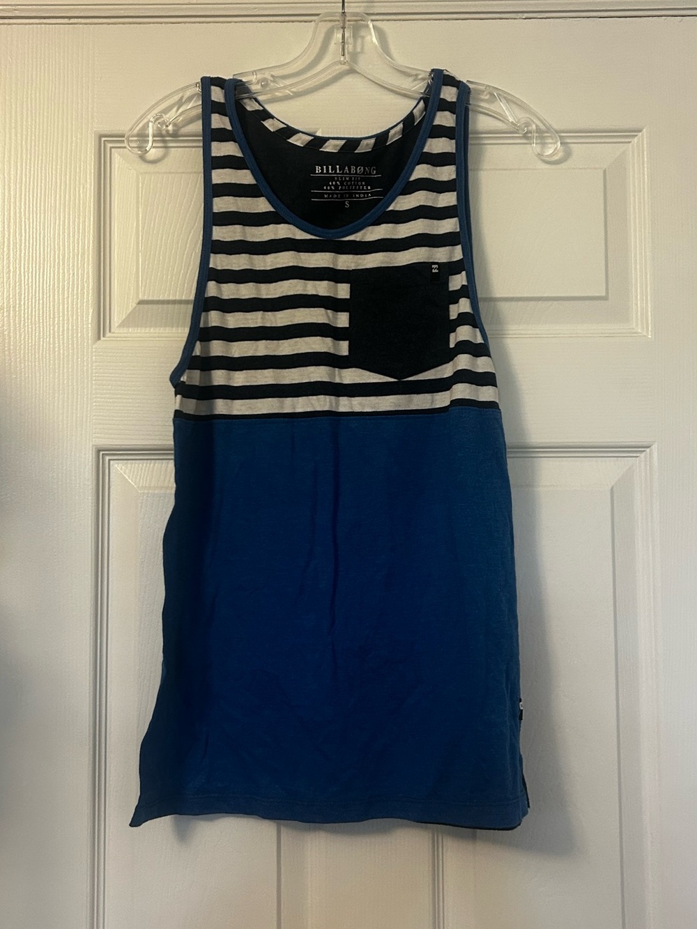 Billabong Blue, Grey, & White Striped Tank Top